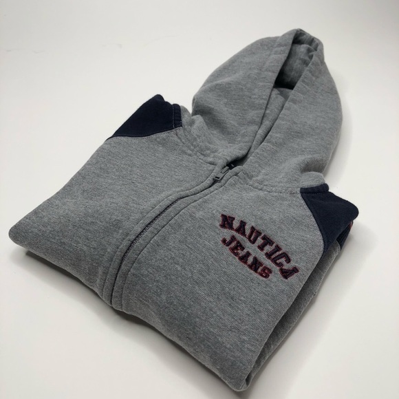 NAUTICA Jeans Grey Navy Varsity Fleece Lined Full Zip-up Toddler Hoodie SIZE 4T - Picture 11 of 13